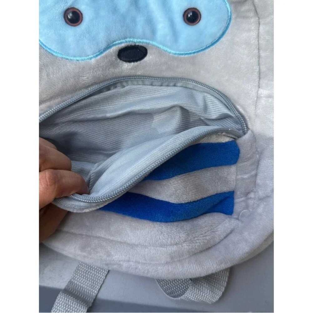 Plush Bear Kids Backpack in Light Gray and Bright Blue like new nwot A11